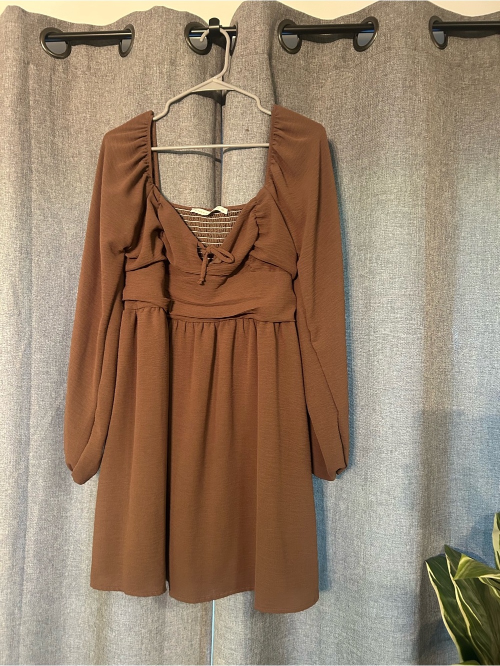 Altar'd State Brown Long-Sleeve Mini Dress
